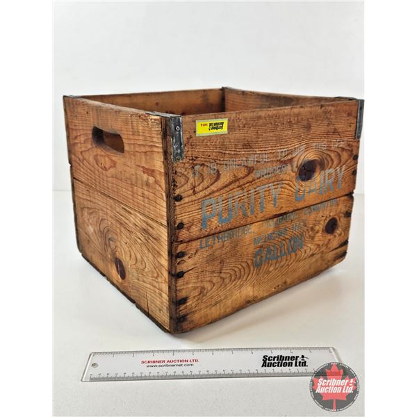 Purity Dairy Wooden Shipping Crate  (Measures : 11-1/2"H x 13-1/2"W x 14-1/4"D)