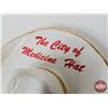 Image 4 : Vintage Hycroft Medicine Hat Cowboy Ashtray (22K Gold) (Measures : 2"H x 5"W x 5-3/4"D)
