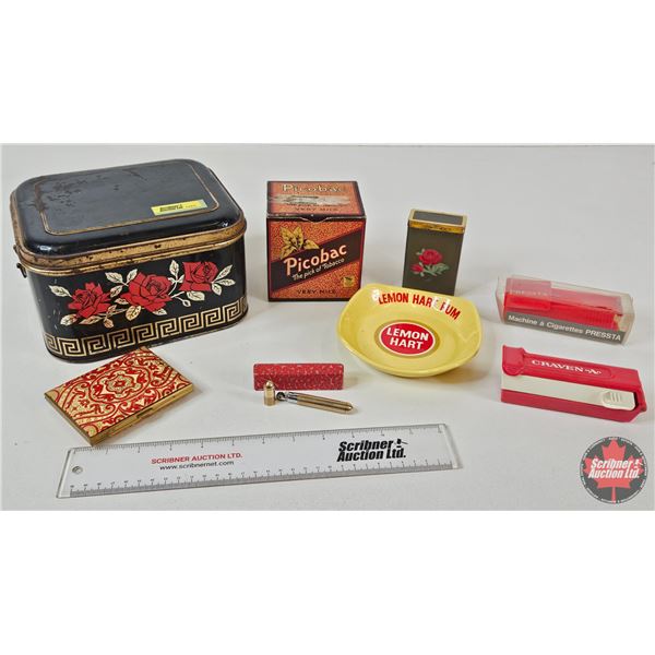 Tobacco Collector Combo (8 pcs) : - Picobac Tobacco Box - Lemon Hart Rum Ashtray - Cigarette Rollers