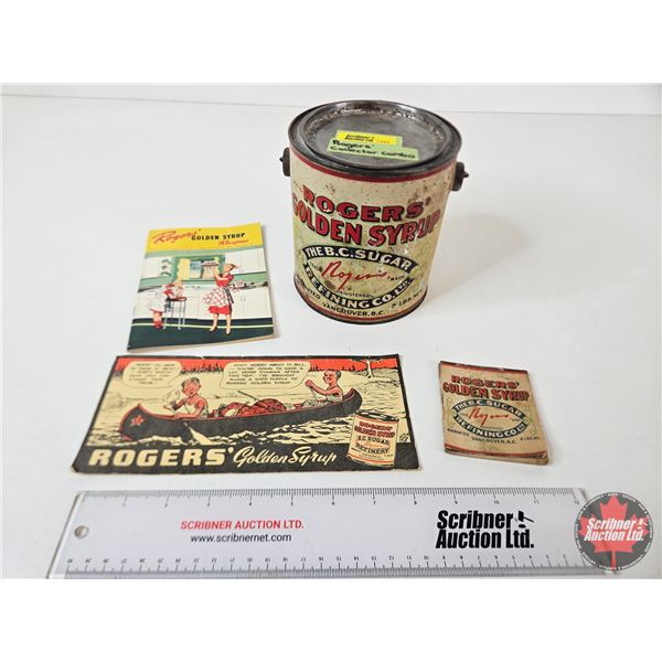 Rogers' Golden Syrup Tin & Ephemera (Tin Measures : 5-1/2"H x 5"Dia)
