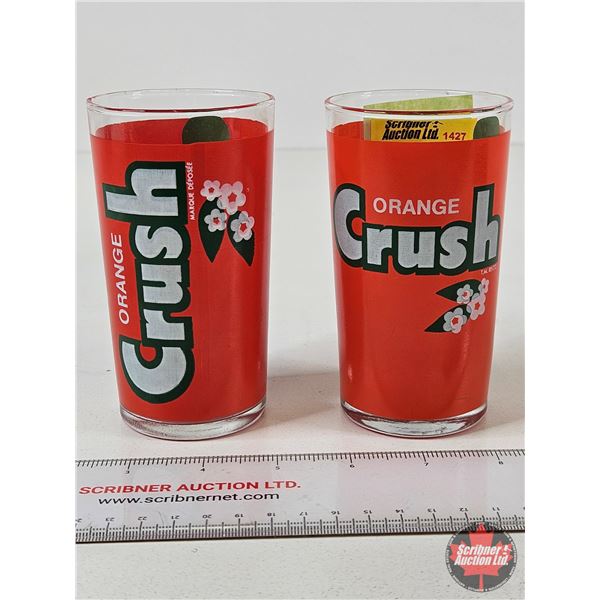 Orange Crush Tumblers (2) (Both Measure : 4-3/4"H)