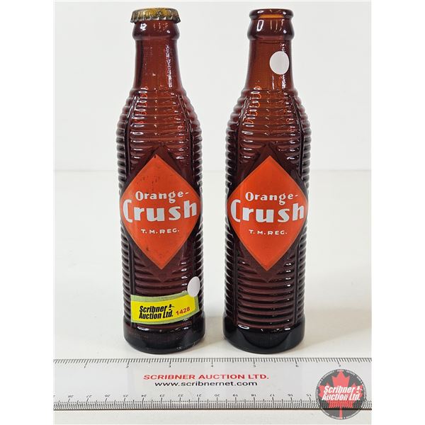 Orange Crush ACL Bottles (2) (Amber Glass) (Both Measure : 8-1/4"H)