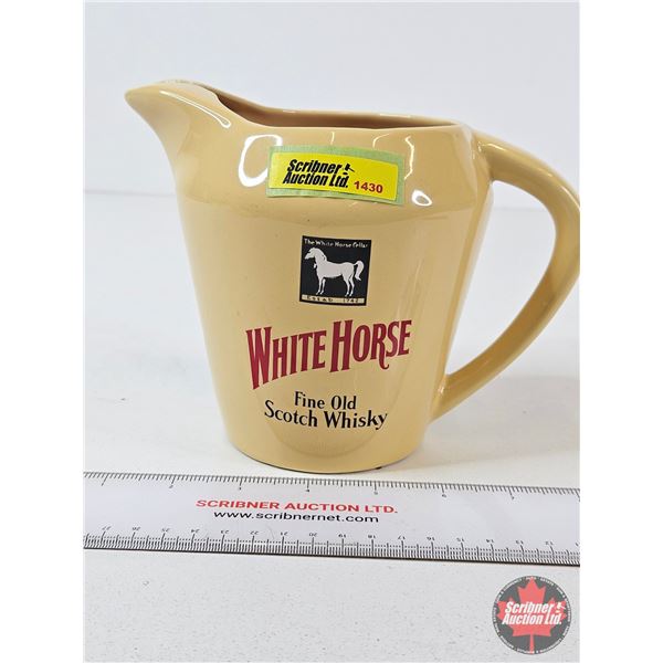 White Horse Scotch Whisky Pitcher (Made By Seton Pottery) c/w JP Wiser's Stopper (Pitcher Measures :