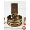 Image 2 : WWII Trench Art Brass Ashtray w/Integrated Matchbox Holder "Souvenir of Holland" (Repurposed Artille