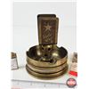 Image 4 : WWII Trench Art Brass Ashtray w/Integrated Matchbox Holder "Souvenir of Holland" (Repurposed Artille