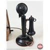 Image 3 : Western Electric Candlestick Phone w/Wood Box Ringer c/w Extra Mouthpiece (Candle Stick Measures : 1