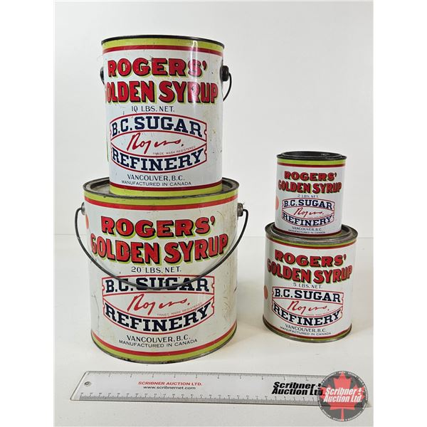 Rogers' Golden Syrup Tins (4) (Largest Measures : 8-1/4"H)