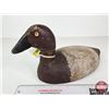 Image 1 : Wooden Duck Decoy (Consignor Tag - Working Canvasback Drake Stamped D. Early 1930's)  (Measures : 7-