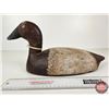 Image 2 : Wooden Duck Decoy (Consignor Tag - Working Canvasback Drake Stamped D. Early 1930's)  (Measures : 7-