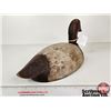 Image 4 : Wooden Duck Decoy (Consignor Tag - Working Canvasback Drake Stamped D. Early 1930's)  (Measures : 7-