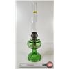 Image 1 : Aladdin Oil Lamp : Model B Burner : Beehive : Green Glass Font (c. 1937-38) Measures w/Chimney : 23-