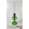 Image 3 : Aladdin Oil Lamp : Model B Burner : Beehive : Green Glass Font (c. 1937-38) Measures w/Chimney : 23-