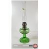 Image 7 : Aladdin Oil Lamp : Model B Burner : Beehive : Green Glass Font (c. 1937-38) Measures w/Chimney : 23-