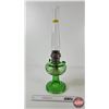 Image 9 : Aladdin Oil Lamp : Model B Burner : Beehive : Green Glass Font (c. 1937-38) Measures w/Chimney : 23-