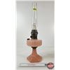 Image 1 : Aladdin Oil Lamp : Model B Burner : Corinthian Pink Hue Font (c. 1935-36) Measures w/Chimney : 23-1/