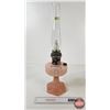 Image 4 : Aladdin Oil Lamp : Model B Burner : Corinthian Pink Hue Font (c. 1935-36) Measures w/Chimney : 23-1/