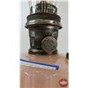 Image 5 : Aladdin Oil Lamp : Model B Burner : Corinthian Pink Hue Font (c. 1935-36) Measures w/Chimney : 23-1/