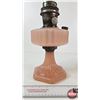 Image 6 : Aladdin Oil Lamp : Model B Burner : Corinthian Pink Hue Font (c. 1935-36) Measures w/Chimney : 23-1/