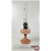 Image 7 : Aladdin Oil Lamp : Model B Burner : Corinthian Pink Hue Font (c. 1935-36) Measures w/Chimney : 23-1/