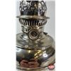 Image 4 : Oil Lamp : Rayo Junior : Nickel Plated  Measures w/Chimney : 17-3/4"H) (NOTE : Dent on Font)