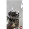 Image 7 : Oil Lamp : Rayo Junior : Nickel Plated  Measures w/Chimney : 17-3/4"H) (NOTE : Dent on Font)