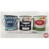 Image 2 : Vintage Honey Tins (3) - Pure Canadian (2) - Alberta Pure (All Measures : 6-1/2"H x 6-1/4"Dia)