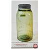 Image 3 : Improved Gem Sealer Jar : Green Glass (Measures : 8-3/4"H)