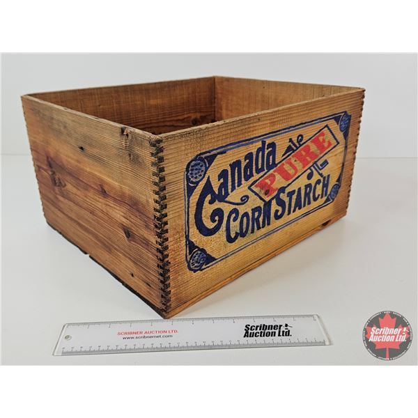 Canada Pure Cornstarch Wood Box Crate  (Repainted) (Measures : 9"h x 17"W x 14-1/4"D)