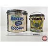 Image 2 : Confectionary Tins (2) : - Baker's Coconut - Thistle Pure Lard (Largest Measures : 9"H x 10-1/2"Dia)