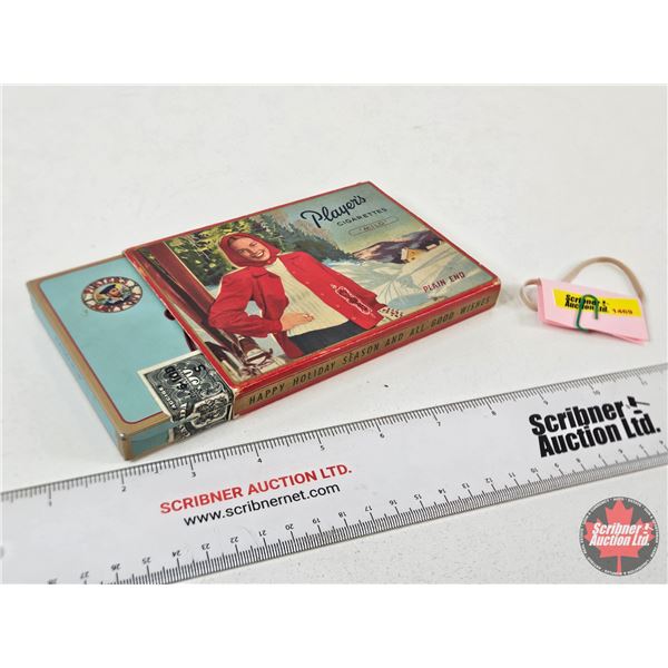 Player's Cigarettes Mild Tin w/Holiday Cardboard Sleeve (Measures : 3/4"H x 6"W x 4-1/4"D)