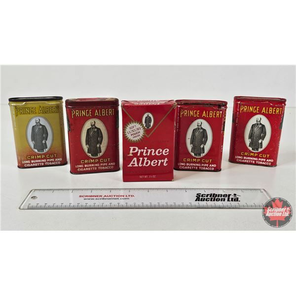 Prince Albert Crimp Cut Pocket Tins (4) c/w Prince Albert Luxury Pouch (Unopened) (Tin Measures : 4-