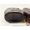 Image 11 : Amber Embossed Bottles (3) : - Four Connoisseurs - Spider Web Motif - Last Spike St. Clair Railroad 