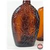 Image 8 : Amber Embossed Bottles (3) : - Four Connoisseurs - Spider Web Motif - Last Spike St. Clair Railroad 