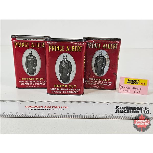 Prince Albert Crimp Cut Pocket Tins (3) (All Measures : 4-1/4"H x 3"W x 1"D)