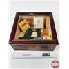 Image 1 : PCI Premium Cigars Glass Top Store Display Box : c/w : Variety of Unopened Tobacco Pouches; Cigars; 