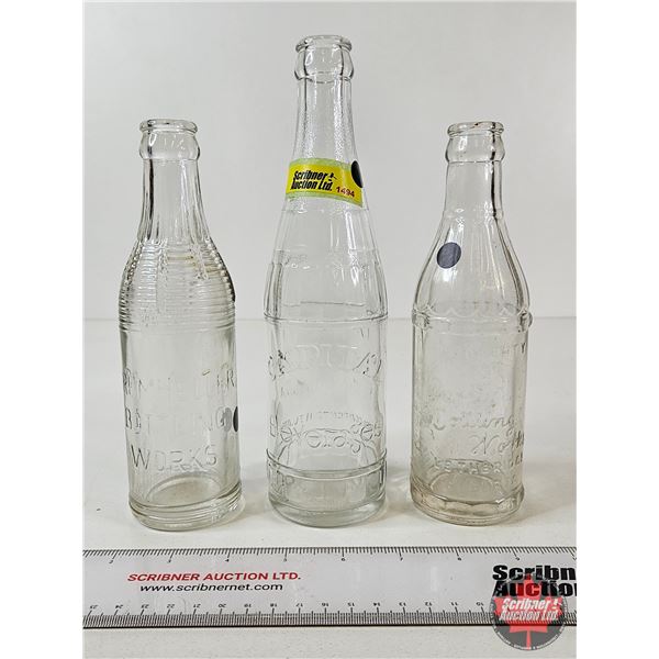 Embossed Bottles (3) - Drumheller Bottling Works - Purity Bottling Works - Capital Beverages  (Talle