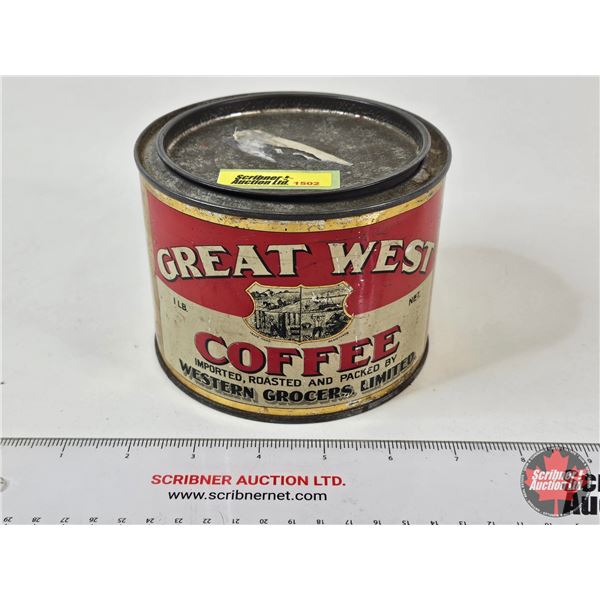 Great West Coffee Tin (Measures : 3-3/4"H x 5"Dia)