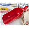 Image 3 : Vintage Group : - Measuring Scoops (2) (Metal) (Plastic) - Flour & Sugar Sacks : (8) - 2 Gallon Sout