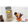 Image 3 : Palm Cheese Wood Box w/ - Mason Jar - Variety of Salt & Pepper Shakers - Texaco Thermometer - Thomas