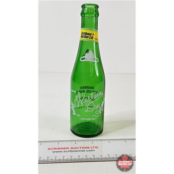 Western Dry Ginger Ale Bottle : Shamrock Bottling Works: Medicine Hat Green Bottle : ACL Label (Meas