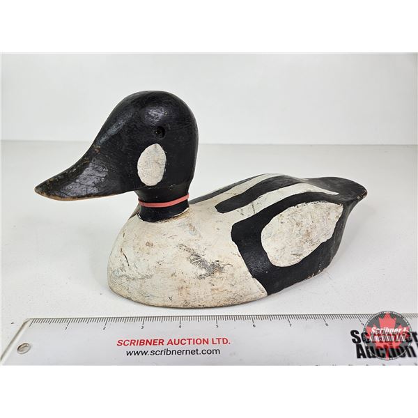 Wooden Duck Decoy (Consignor Tag - Working Whistler Drake Stamped JB 1940's)  (Measures : 6"H x 5-3/