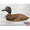 Image 2 : Wooden Duck Decoy (Consignor Tag - Working Blue Bill Early 1890's)  (Measures : 5-3/4"H x 5-1/4"W x 