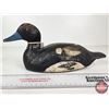 Image 2 : Wooden Duck Decoy (Consignor Tag - Working Blue Bill Drake c. 1950)  (Measures : 5-1/4"H x 5"W x 13"