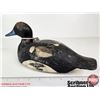 Image 3 : Wooden Duck Decoy (Consignor Tag - Working Blue Bill Drake c. 1950)  (Measures : 5-1/4"H x 5"W x 13"