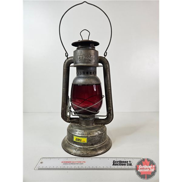 Beacon Barn Lantern : Red Globe (Measures: 15-1/2"H)