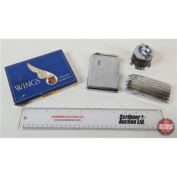 Smokers Group :  - Wings Cigarettes Box - Cigarette Case/Lighter Combos (2) - Fulton Banister Desk L