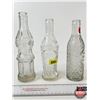 Image 11 : Vintage Embossed Pop Bottles (3) : - America Dry - Orange Dandy - Wishing Well (8-3/4"H)