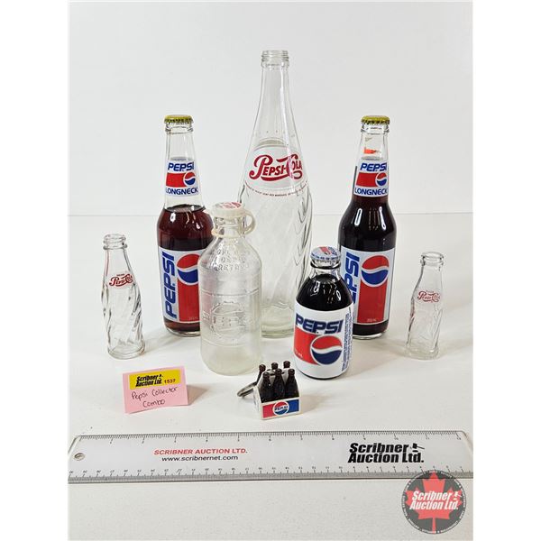 Pepsi Collector Combo : 7 Bottles & Key Chain : Vintage & Commemorative Bottles : (Tallest Bottle Me