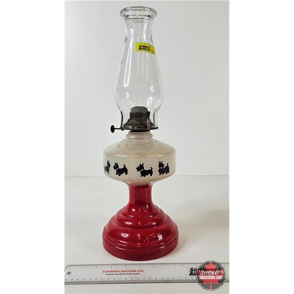 Scottie Dog Lamp : 10 Dogs : Red (Measures w/Chimney : 18-1/4"H)