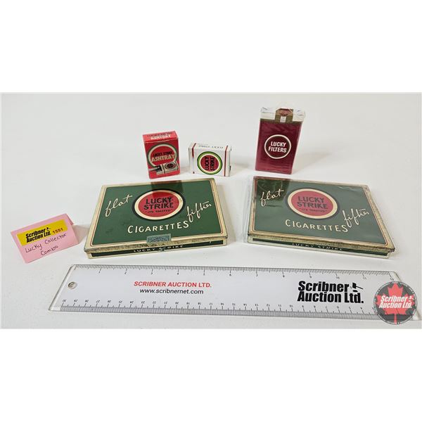 Vintage Lucky Strike Cigarettes Combo : - Unopened Pack - Cigarette Tins (2)  - Mini Ashtray